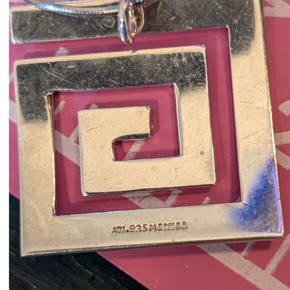 Sterling Silver Greek Key Mexico 925 Pendant & 20" Chain Necklace - Picture 3 of 7